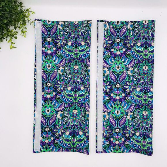 Set of 3 Refrigerator Door Handle Covers, Purple Green Paisley Kitchen 14x5 Inch - Picture 2 of 5